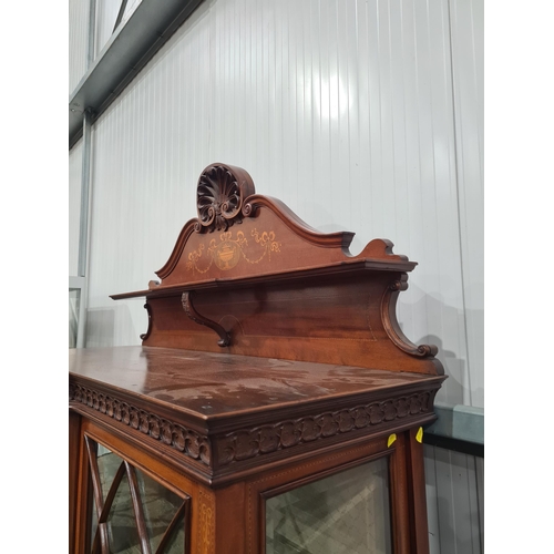 326 - An Edwardian mahogany and glazed Display Cabinet with shell, torch and swag satinwood inlay fitted p... 