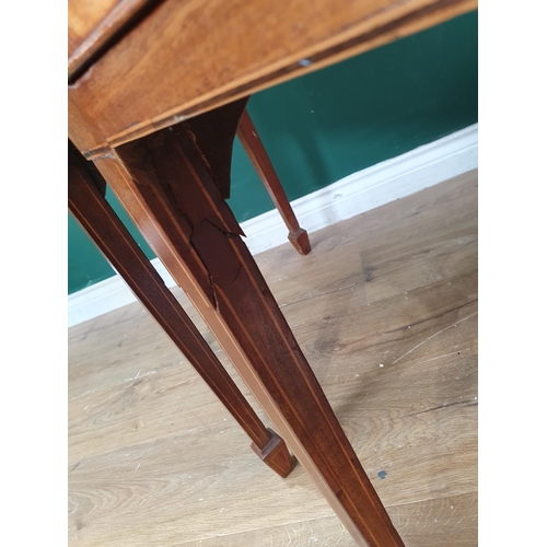 328 - A Georgian mahogany bowfront Sideboard with wide satinwood cross-banding fitted three drawers on squ... 