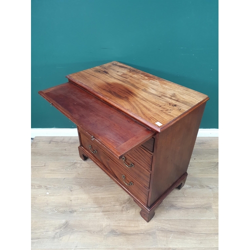 345 - A Georgian mahogany Chest fitted brushing slide above four long graduated drawers on bracket support... 