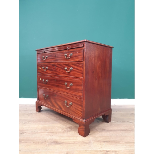 345 - A Georgian mahogany Chest fitted brushing slide above four long graduated drawers on bracket support... 