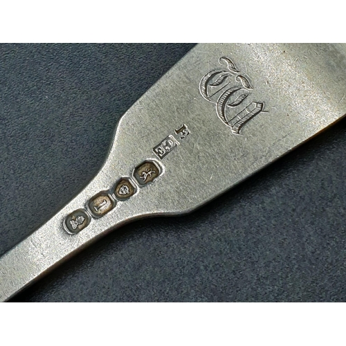 35 - Six George IV silver Dinner Forks fiddle pattern engraved initial, London 1826, maker: C Eley, 380gm... 