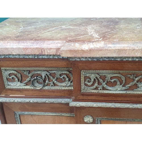 360 - A 19th Century Louis XVI style marble top Commode with gilt metal mounts, fitted frieze drawer above... 