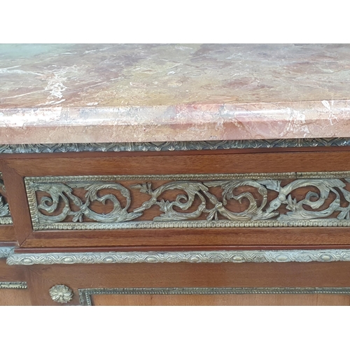 360 - A 19th Century Louis XVI style marble top Commode with gilt metal mounts, fitted frieze drawer above... 