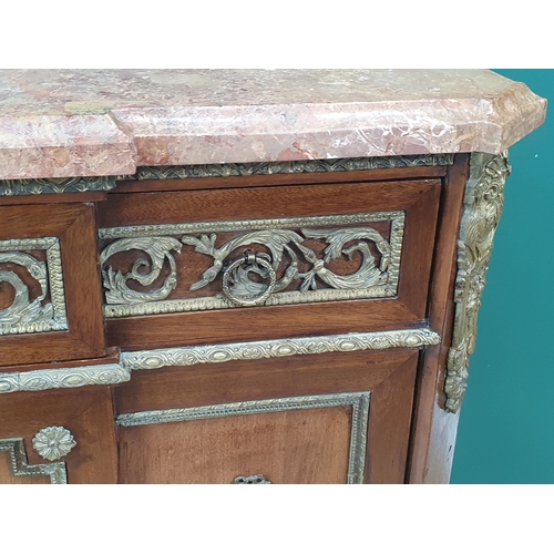 360 - A 19th Century Louis XVI style marble top Commode with gilt metal mounts, fitted frieze drawer above... 