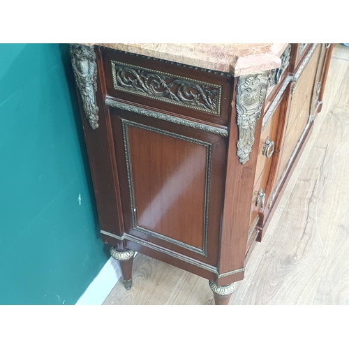 360 - A 19th Century Louis XVI style marble top Commode with gilt metal mounts, fitted frieze drawer above... 