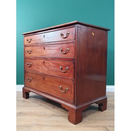 361 - A George III mahogany Chest with moulded top above four long graduated drawers raised on ogee bracke... 