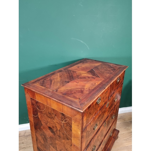 369 - An 18th Century oyster walnut and boxwood string inlaid Chest of Drawers, the moulded and cross band... 