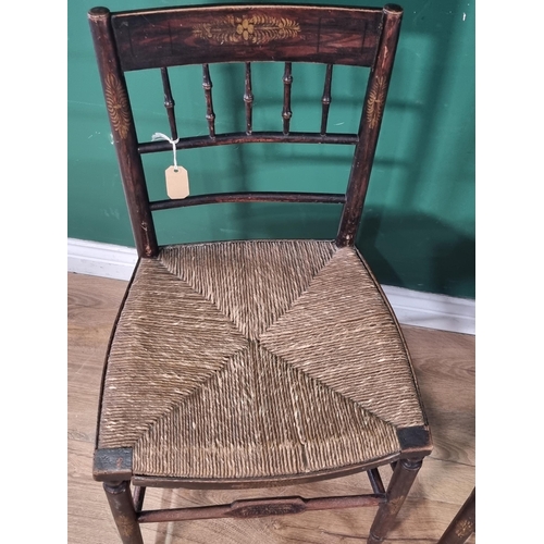 371 - A pair of 19th Century painted faux rosewood Chairs with cane seats, possibly by Hitchcock, USA.