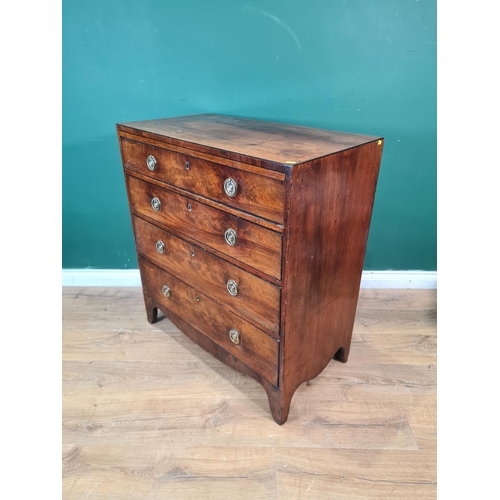 397 - A 19th Century mahogany Chest of four long drawers on bracket feet, 2ft 9in