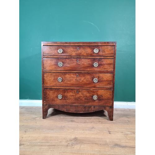 397 - A 19th Century mahogany Chest of four long drawers on bracket feet, 2ft 9in