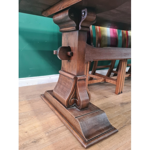 401 - JOHN NETHERCOTT, An oak Refectory Table and eight Dining Chairs, the table having cleated top raised... 