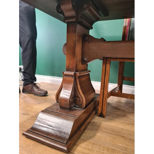 401 - JOHN NETHERCOTT, An oak Refectory Table and eight Dining Chairs, the table having cleated top raised... 