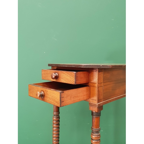 420 - A 19th Century mahogany Work Table with moulded octagonal top, above pair of fitted drawers, with sa... 