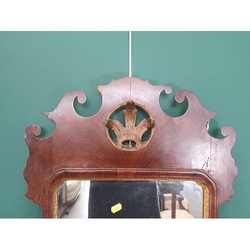 429 - A 19th Century walnut fretwork Wall Mirror with shaped surmount, gilt pierced fleur de lys, and deco... 