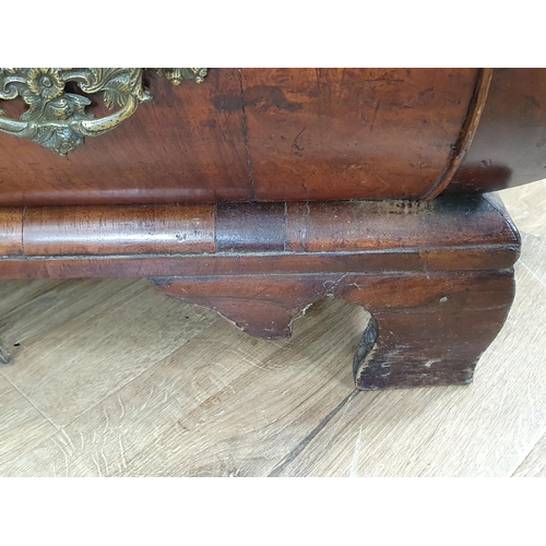 440 - An 18th Century walnut Bombe Chest of four long graduated Drawers, with moulded top, with floral dec... 