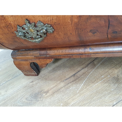 440 - An 18th Century walnut Bombe Chest of four long graduated Drawers, with moulded top, with floral dec... 