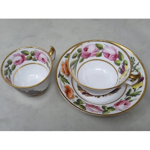 454 - A Newhall porcelain Trio comprising of Tea Bowl, Saucer and Milk Jug, painted Boy and Butterfly patt... 