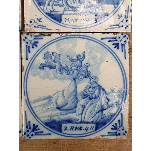 457 - A Collection of twenty Blue & White Delft Tiles depicting Biblical Scenes to include