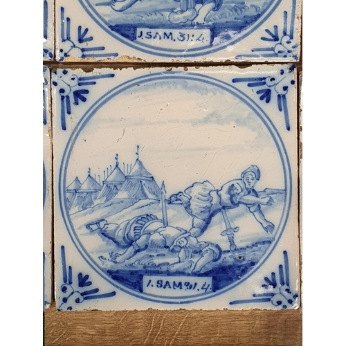 457 - A Collection of twenty Blue & White Delft Tiles depicting Biblical Scenes to include