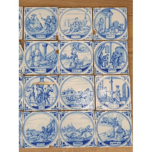 457 - A Collection of twenty Blue & White Delft Tiles depicting Biblical Scenes to include