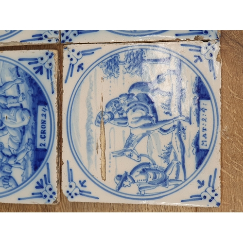 457 - A Collection of twenty Blue & White Delft Tiles depicting Biblical Scenes to include