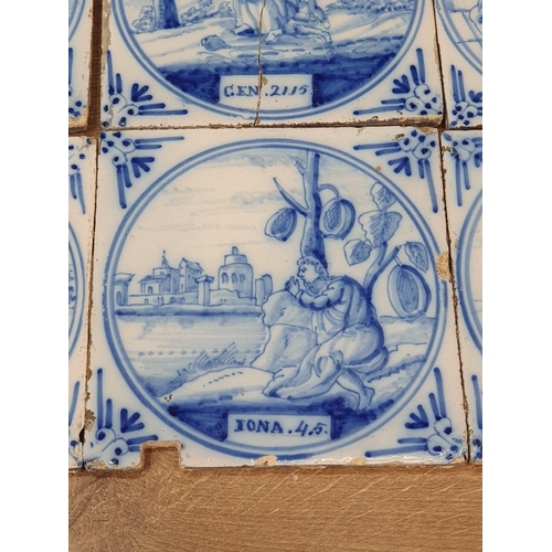 457 - A Collection of twenty Blue & White Delft Tiles depicting Biblical Scenes to include