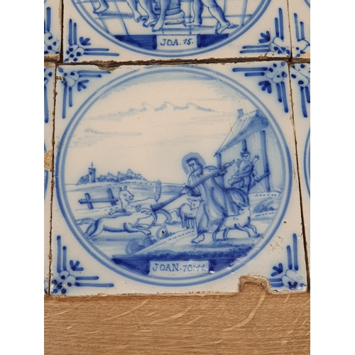 457 - A Collection of twenty Blue & White Delft Tiles depicting Biblical Scenes to include