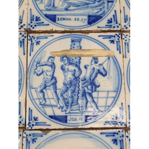 457 - A Collection of twenty Blue & White Delft Tiles depicting Biblical Scenes to include