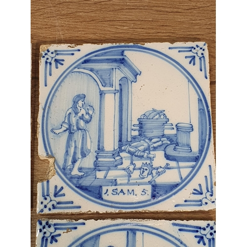 457 - A Collection of twenty Blue & White Delft Tiles depicting Biblical Scenes to include