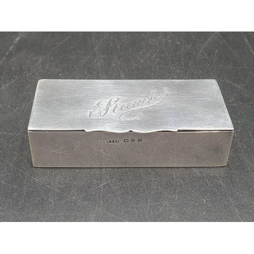 46 - A Victorian silver three division Stamp Box engraved 