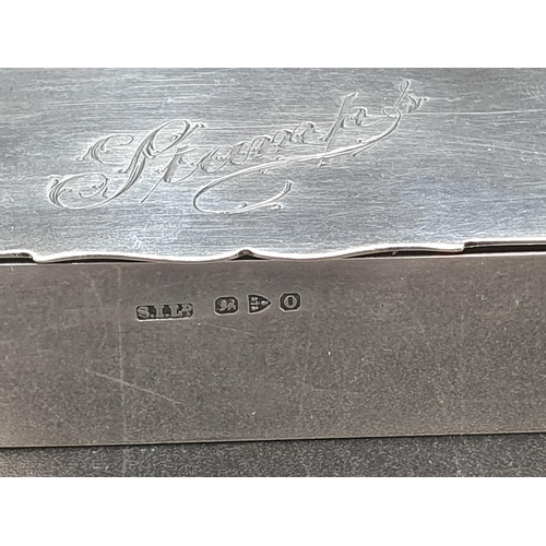 46 - A Victorian silver three division Stamp Box engraved 