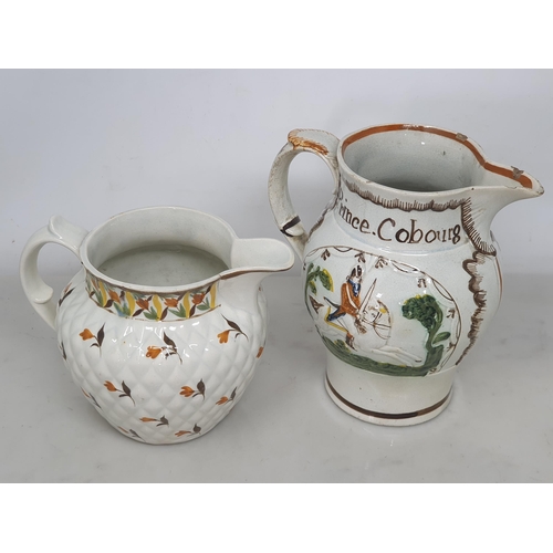 461 - An 18th Century Prattware Jug with two oval panels depicting the 'Duke of York' and 'Prince Cobourg'... 