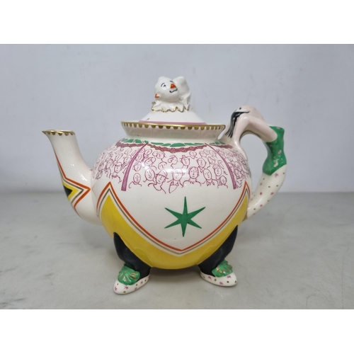 533 - A Clarice Cliff Bizarre Teapot, designed by Dame Laura Knight, a 'circus' design, First Edition, 193... 