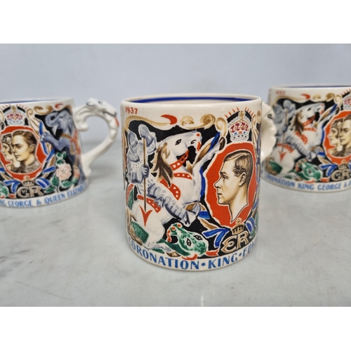 543 - Four Coronation Mugs for the Coronation of King George VI and Queen Elizabeth designed by Dame Laura... 