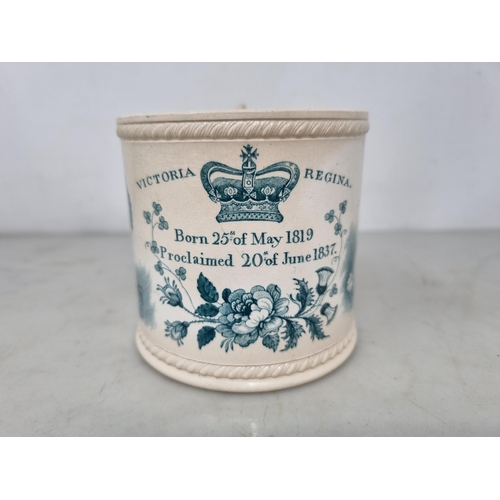 544 - A Queen Victoria Proclamation Mug for Victoria Regina, proclaimed 20th June 1837, with an incorrect ... 