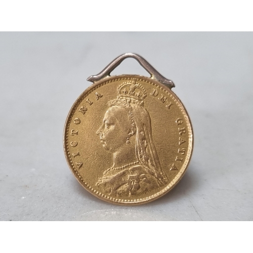 578 - A Victoria 1887 Jubilee Head, shield back gold Half Sovereign with attached edge loop