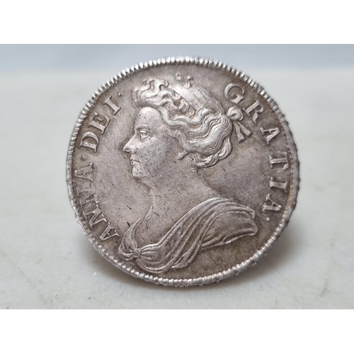 587 - A Queen Anne 1708 Septimo Half Crown, plain reverse type (S.3604)