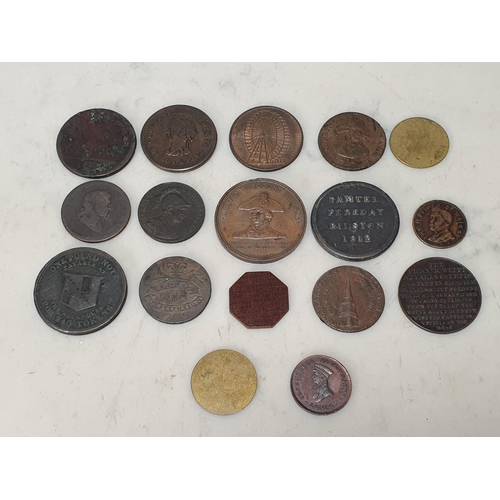 593 - A small collection of mainly British Trade Tokens, 18th-19th Century, to include a 1794 Shire Hall H... 