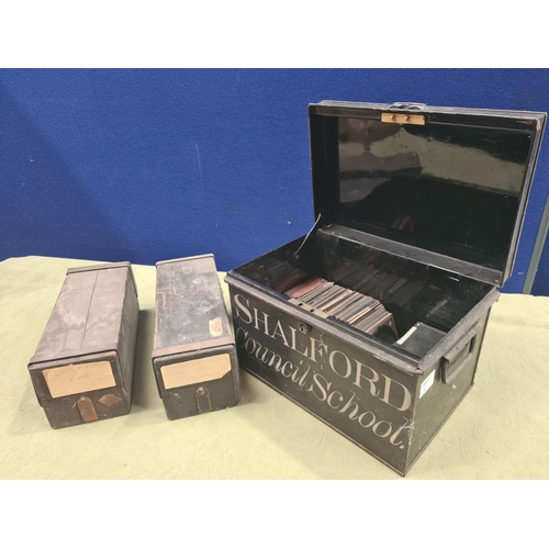 689 - Two cases of Magic Lantern Slides including coastal and street views (possibly Devon/Cornwall) and t... 