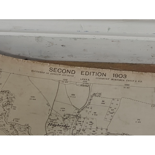 726 - An OS Map of Neen Sollars and surrounding area, 1903 edition, on canvas backing