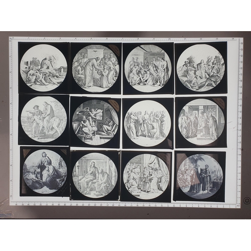 686 - Four boxes of Glass Slides, chiefly religious with hymns, poems, various religious scenes.