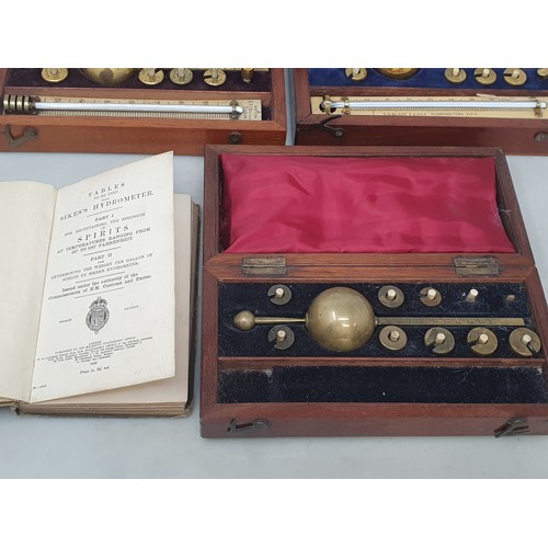 637 - A 19th Century Sikes' Hydrometer by Loftus in mahogany and satinwood strung fitted case 8in x 4in, a... 