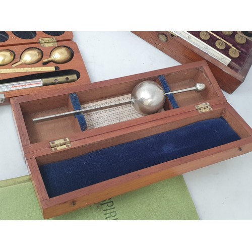 636 - A 19th Century Sikes' Hydrometer in mahogany and bone strung fitted case 8in x 4 1/4in, a Dring & Fa... 