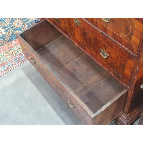 369 - An 18th Century oyster walnut and boxwood string inlaid Chest of Drawers, the moulded and cross band... 