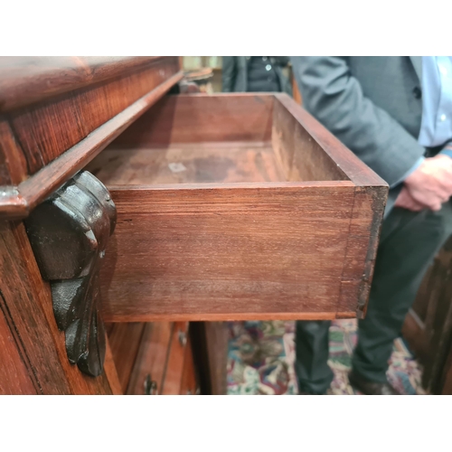 444 - A Victorian rosewood Secretaire Wellington Chest with two drawers above the fitted double secretaire... 