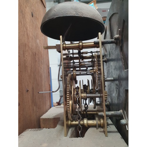 230 - An 18th Century elm cased Longcase Clock with squared dial, silvered chapter ring and inscribed Thos... 