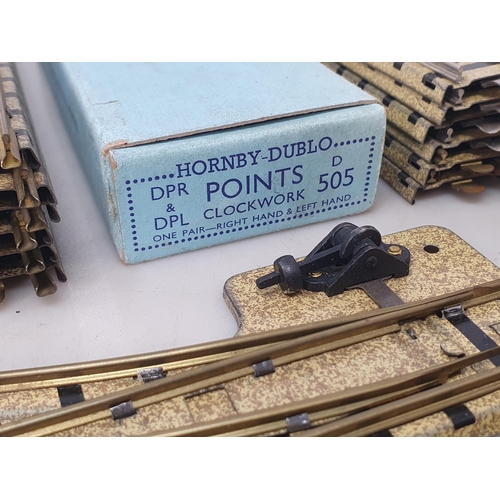 1001 - Three boxes of Hornby Dublo clockwork Track to include Points in full working and in near mint condi... 