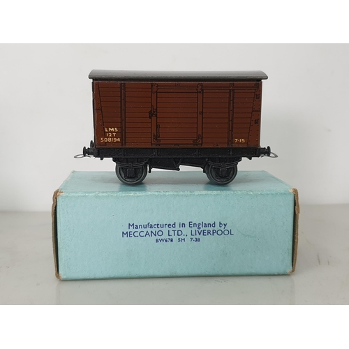 1006 - Three boxed Hornby Dublo pre-war LMS Wagons, Open in near mint condition, Goods in mint condition, B... 