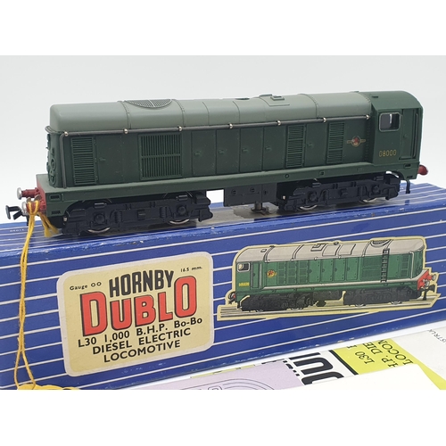 1077 - A boxed Hornby Dublo L30 Bo-Bo diesel Locomotive, unused, no signs of use to wheels or pick-ups, a c... 