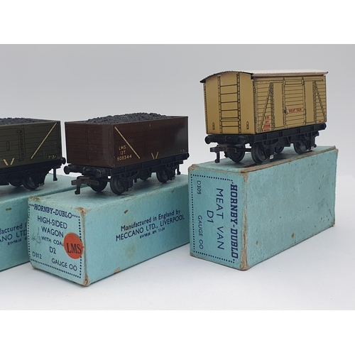 1100 - Four boxed Hornby Dublo post-war, pre-nationalisation Wagons in pre-war boxes, all boxes carry 1948 ... 